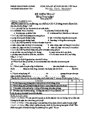 Đề kiểm tra 45 phút môn Công nghê 6